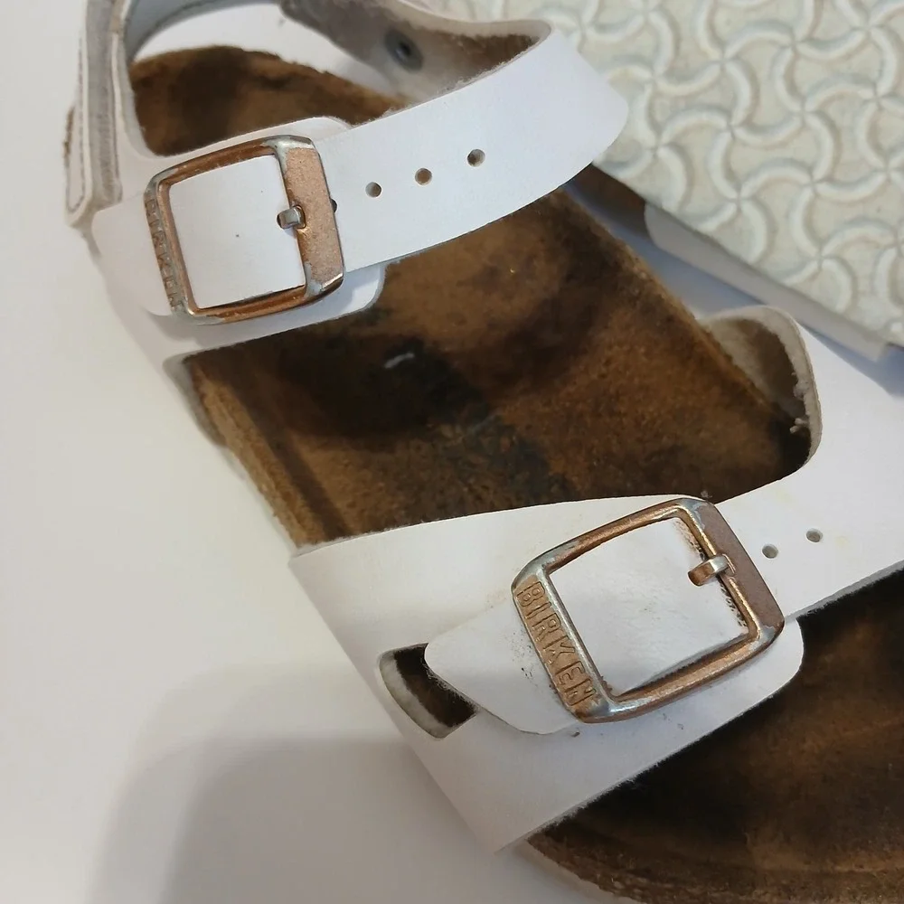 BIRKENSTOCK Rio Sandals Kids Size 1 White Birko-Flor Comfort